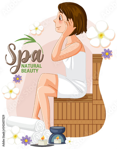 Spa natural beauty text with spa woman