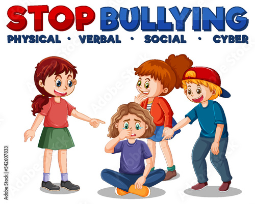 Stop Bullying text with cartoon character