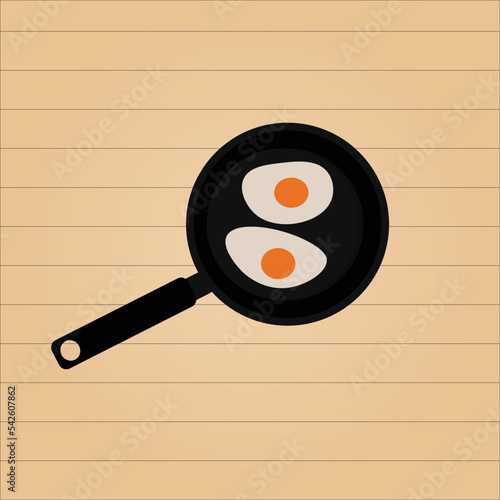 frying pan with eggs vector design images