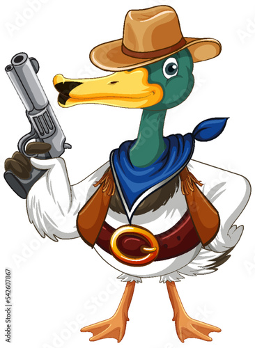 Cartoon duck wearing cowboy costume