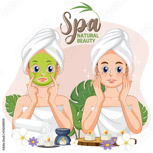 Spa girl applying facial mask