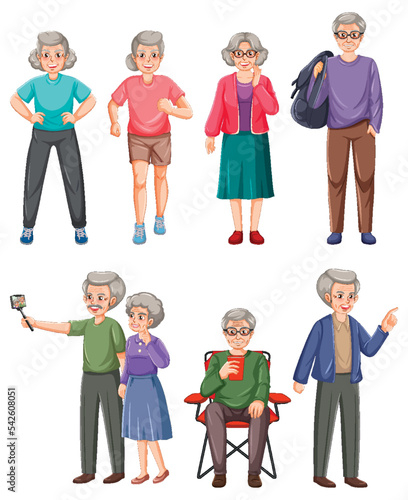 Collection of elderly people characters