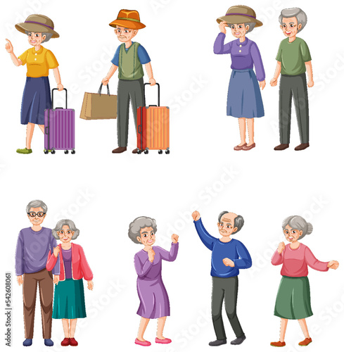 Collection of elderly people characters