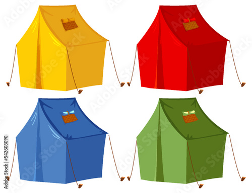 Camping tent in different colour set