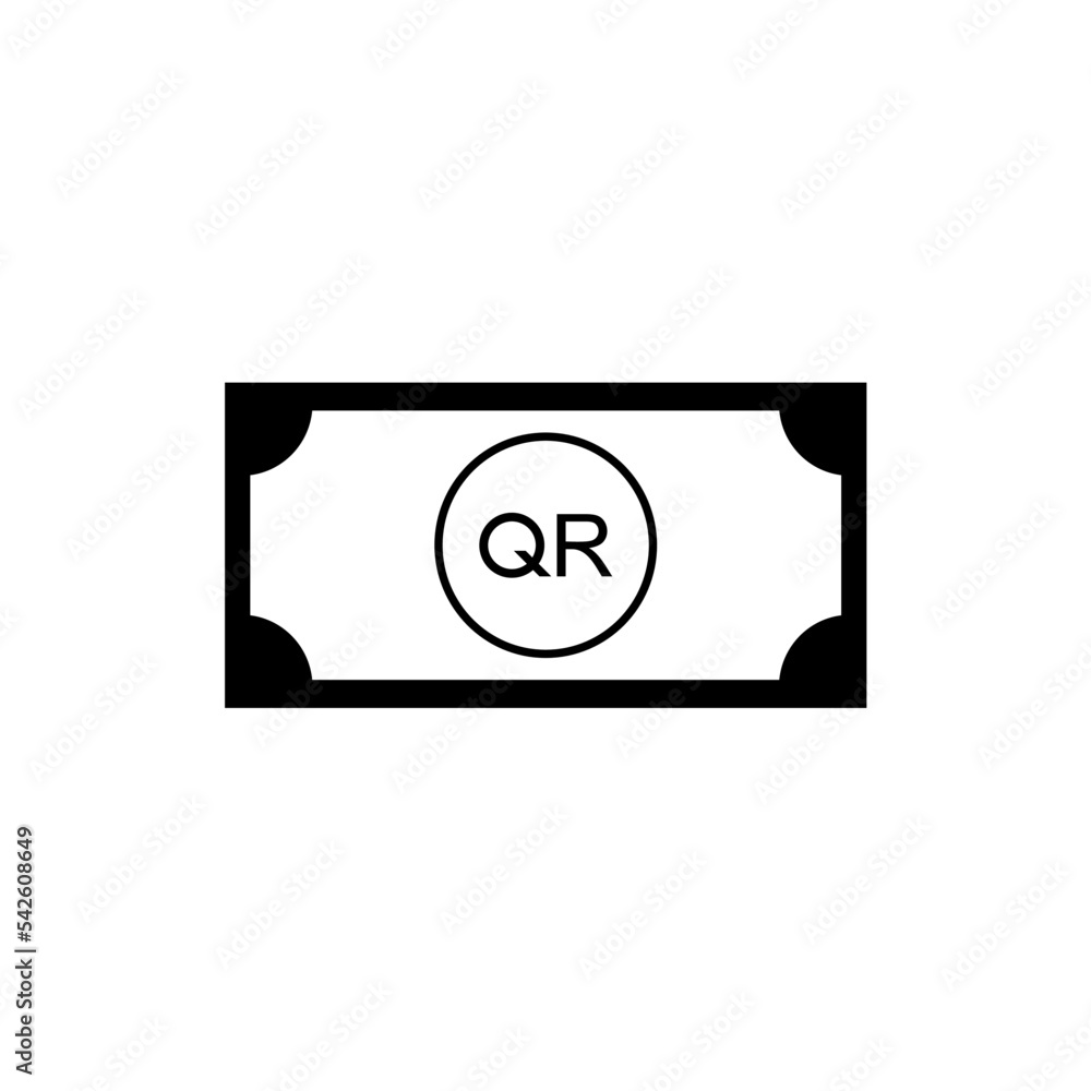Qatar Currency Icon Symbol, Qatari Riyal (Latin Version), QAR Sign. Vector Illustration Qatar Currency Icon Symbol, Qatari Riyal (Latin Version), QAR Sign. Vector Illustration