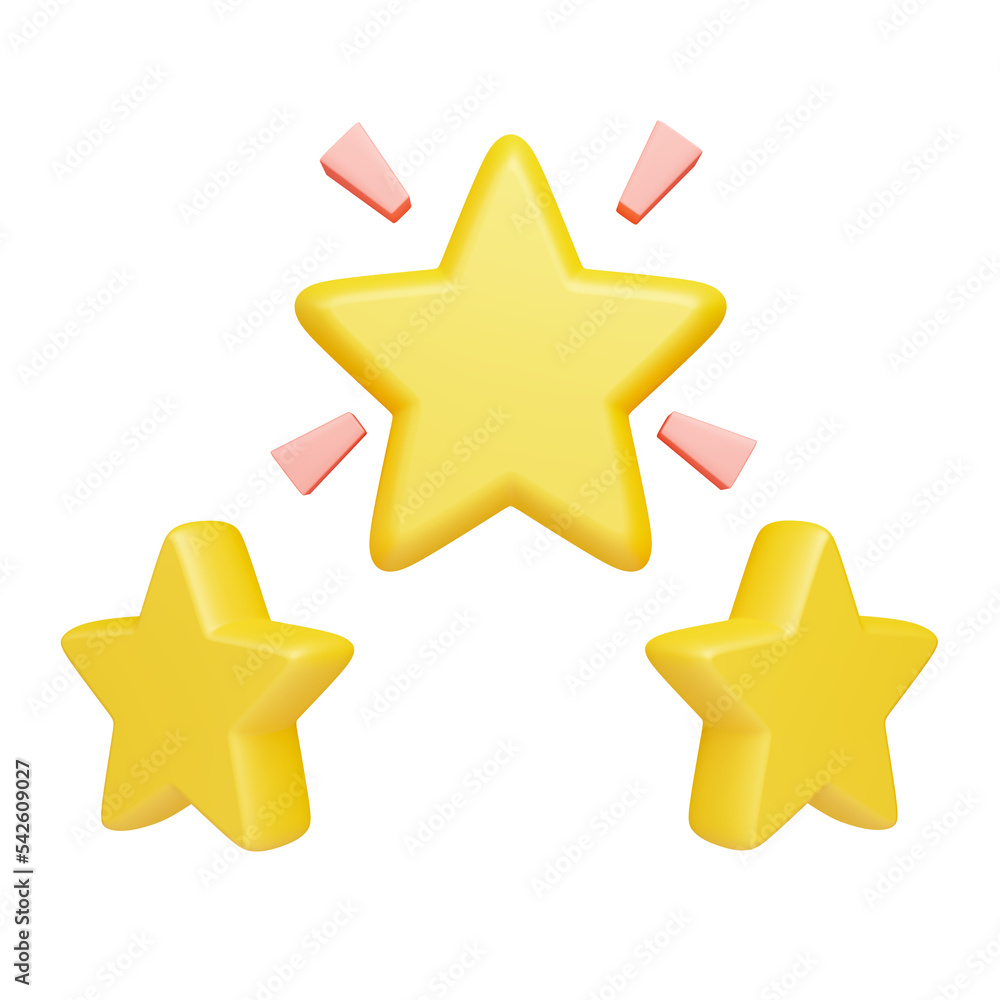 3 Star Rating 3d rendering. 3 Star Rating 3d rendering.