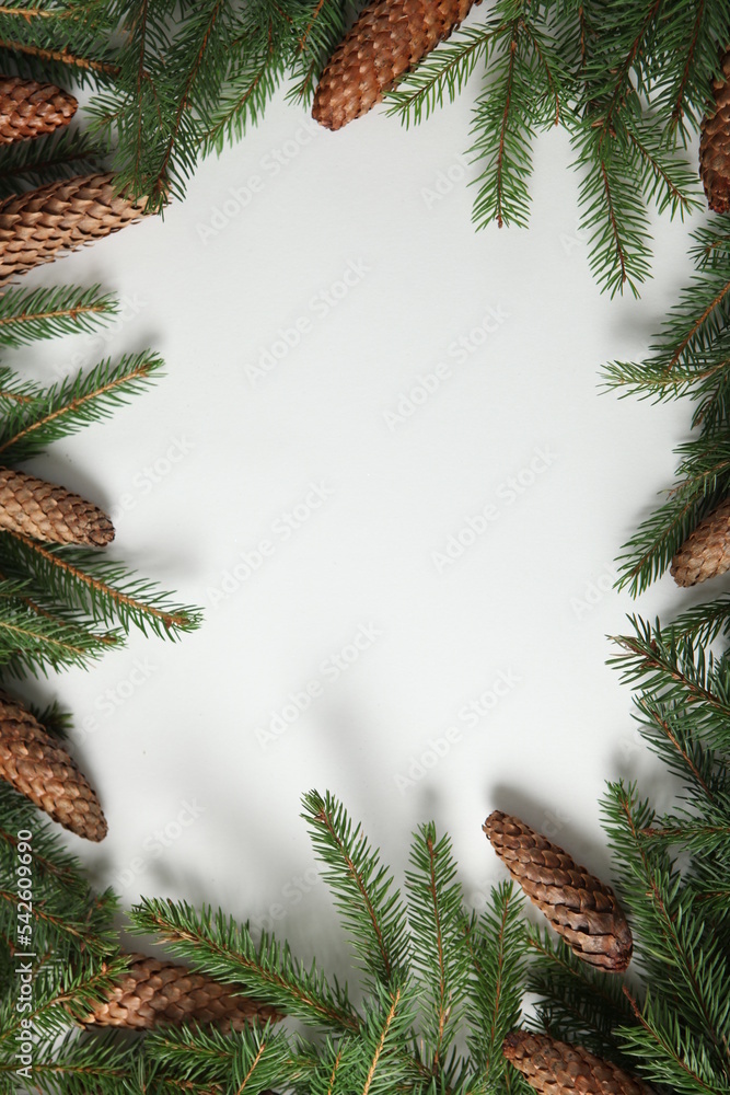 New Year's Eve background with fir branch and cones. Christmas and New Year holidays composition of pine tree branches. Happy New Year 2023 New Year's Eve background with fir branch and cones. Christmas and New Year holidays composition of pine tree branches. Happy New Year 2023