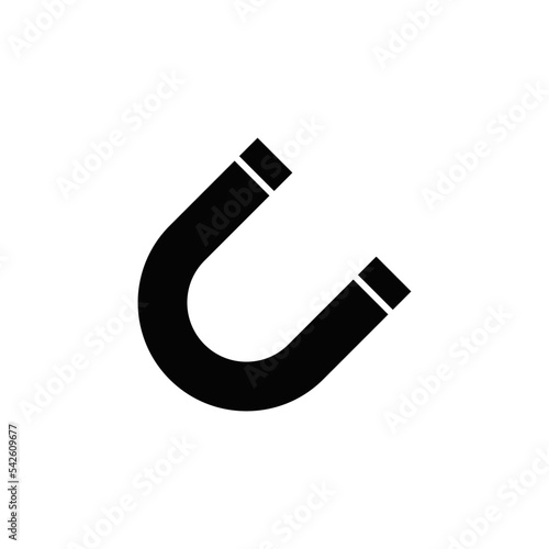 magnet icon in black flat glyph, filled style isolated on white background