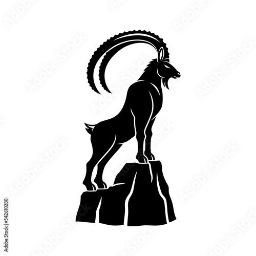 Mountain goat ibex icon isolated on white background. photo