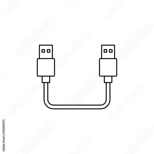 USB cable icon in line style icon, isolated on white background
