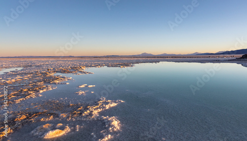 Salar de Uyuni at sunset , Bolivia 