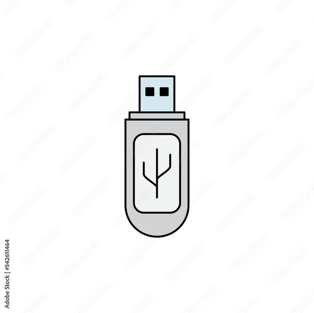 USB Bluetooth icon in color, isolated on white background USB Bluetooth icon in color, isolated on white background