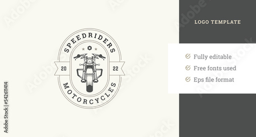 Vintage motorcycle racing border logo design template speed adrenaline driving community vector
