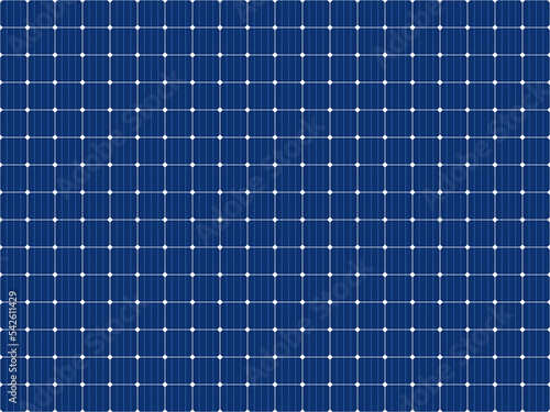 Solar panel grid seamless pattern. Sun electric battery texture. Solar cell pattern. Sun energy battery panel seamless background. Alternative energy source. Vector illustration on blue background. photo