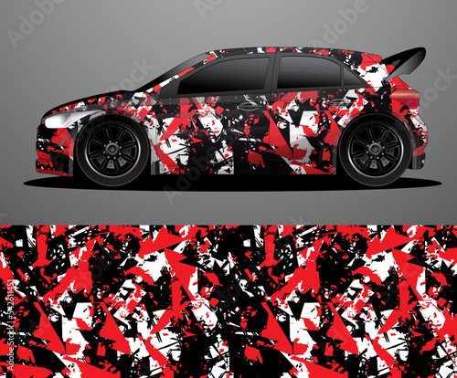 Rally car decal graphic wrap vector, abstract background
