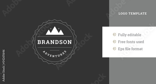 Mountain hiking climbing camping travel vintage circle logo design template place for text vector