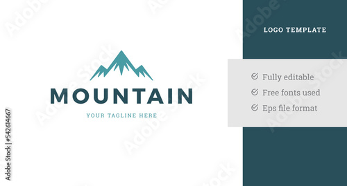 Snowy mountain peak cliff summit ridge vintage logo design template vector illustration