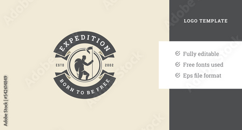 Round emblem with slogan for expedition club