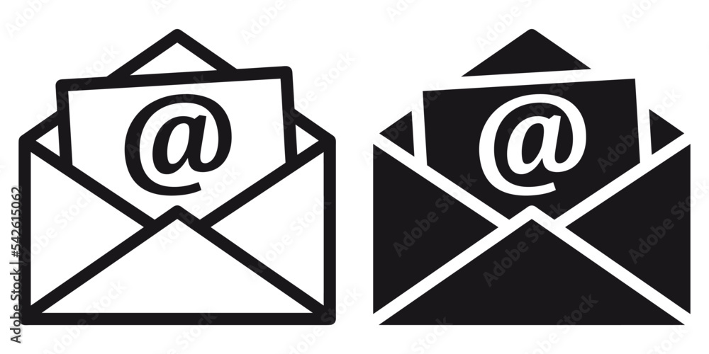 ofvs208 OutlineFilledVectorSign ofvs - email concept vector icon . isolated transparent . open email address . newsletter sign . contact us . black outline and filled version . AI 10 / EPS 10 . g11548 - obrazy, fototapety, plakaty 