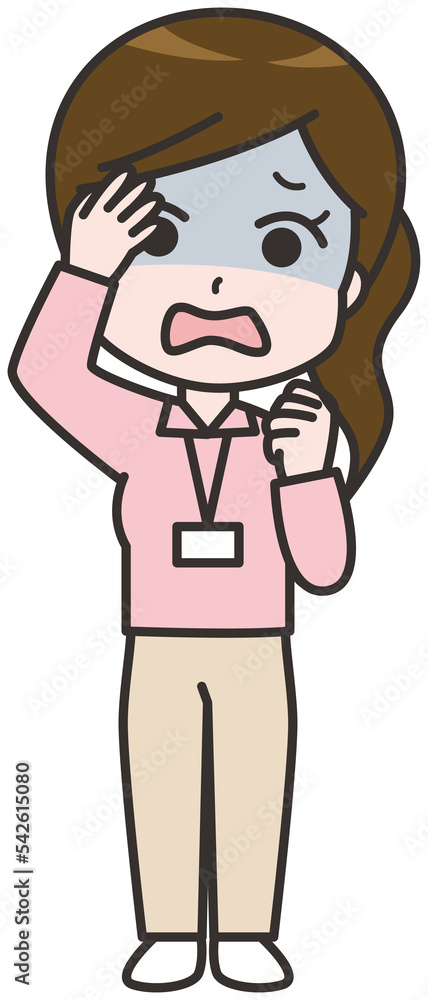 青ざめる介護スタッフの女性