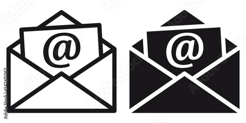 ofvs208 OutlineFilledVectorSign ofvs - email concept vector icon . isolated transparent . open email address . newsletter sign . contact us . black outline and filled version . AI 10 / EPS 10 . g11548 photo