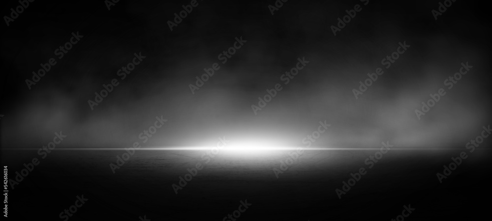 Dark street, dark background asphalt, empty dark scene, neon lights, spotlights, concrete floor and studio room with smoke rising in trade show surface, night view for background with copy space Dark street, dark background asphalt, empty dark scene, neon lights, spotlights, concrete floor and studio room with smoke rising in trade show surface, night view for background with copy space