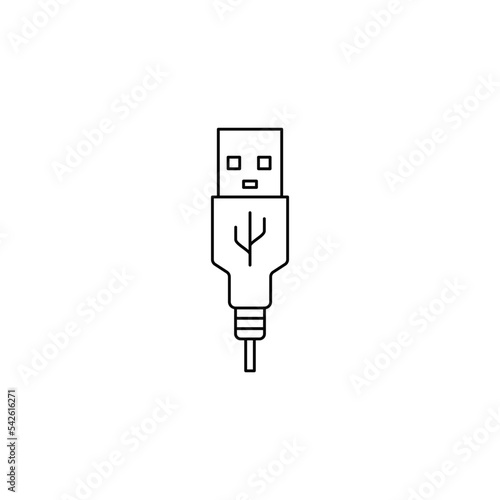 USB cable icon in line style icon, isolated on white background