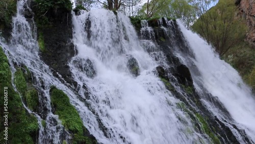 Waterfall. Falling water from the mountain. Beauty in nature.