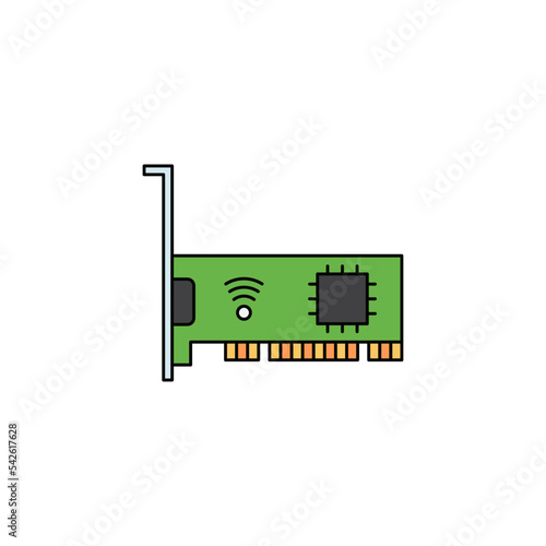 Lan card icon in color, isolated on white background 