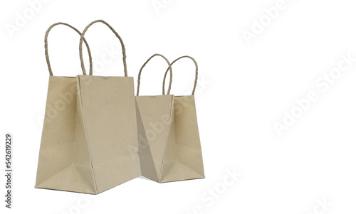 Brown kraft paper shopping bag , Recycled paper shopping bags on white background