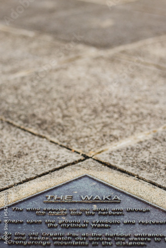 The waka plaque pointing upwards and ahead