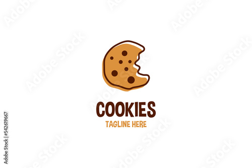 Creative cookie bakery logo design vector template illustration
