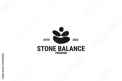 Flat stone yoga logo design vector illustration idea