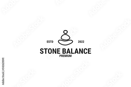 Flat stone yoga logo design vector illustration idea