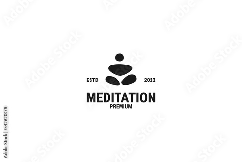 Flat stone yoga logo design vector illustration idea