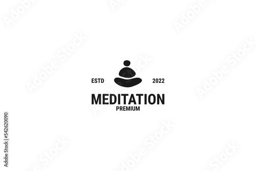 Flat stone yoga logo design vector illustration idea