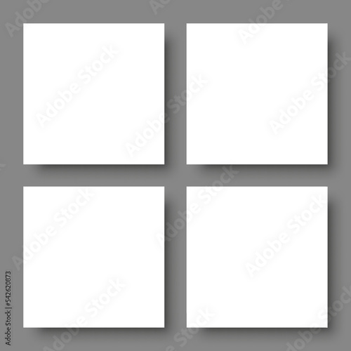 Blank white square banners on gray background with shadow, design element