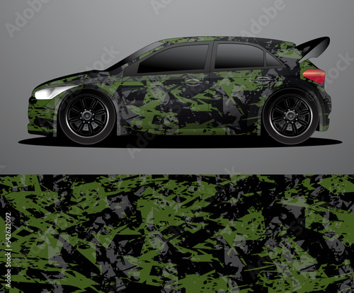 Rally car decal graphic wrap vector, abstract background
