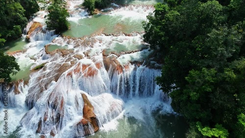 Aerial view of the waterfalls Agua Azul, Chiapas (Mexico). photo