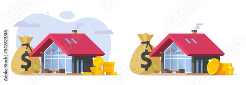 House property money tax vector icon or home ownership cash mortgage credit concept graphic illustration, loan or credit budget of new real estate, lease expense value, invest price cost, capital fee