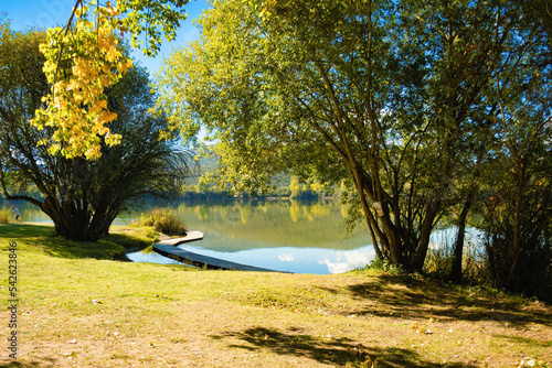 Beautiful lake of Carucedo in a spectacular setting, next to the natural park of Las Médulas, Castilla y Léon, Spain photo