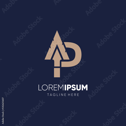 Letter P Spear Logo Design Vector Icon Graphic Emblem Illustration