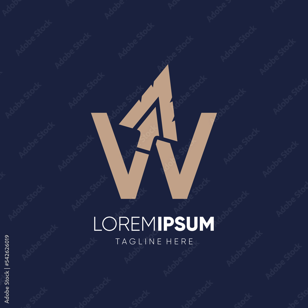 Letter W Spear Logo Design Vector Icon Graphic Emblem Illustration Letter W Spear Logo Design Vector Icon Graphic Emblem Illustration