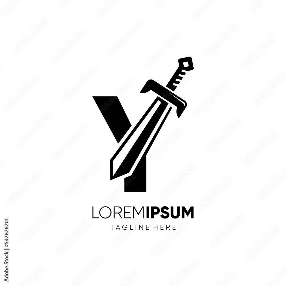 Letter Y Sword Logo Design Vector Icon Graphic Emblem Illustration Letter Y Sword Logo Design Vector Icon Graphic Emblem Illustration