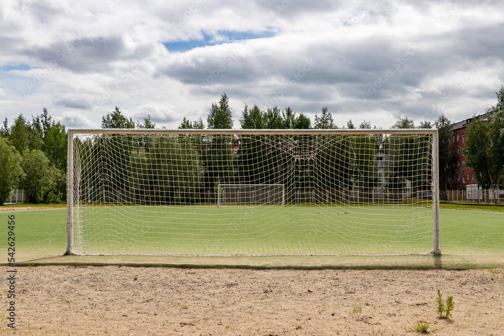 Fototapeta premium Football goal at the city stadium.