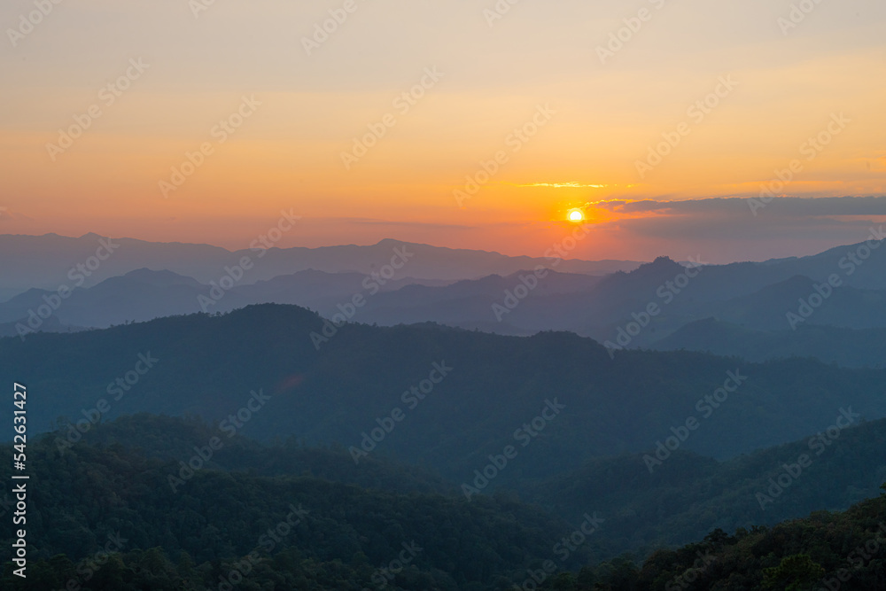 Wonderful sunset over the mountains