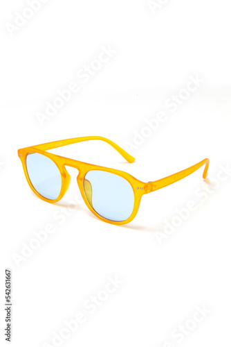 creative sunglasses on white background