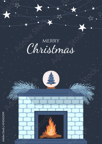 fireplace with christmas decorations