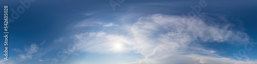 Fototapeta Naklejka Na Ścianę i Meble -  Blue sky panorama with Cirrus clouds. Seamless hdr 360 degree pa