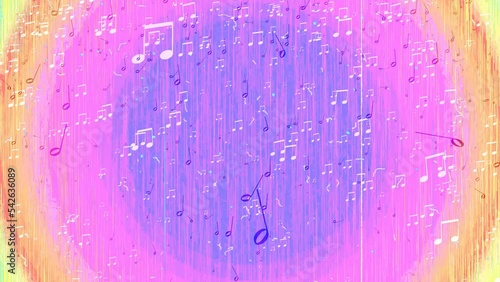Rain of chaotically pouring musical symbols